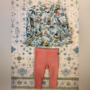 Angel Dear Floral Long Sleeve Top with Pink Leggings